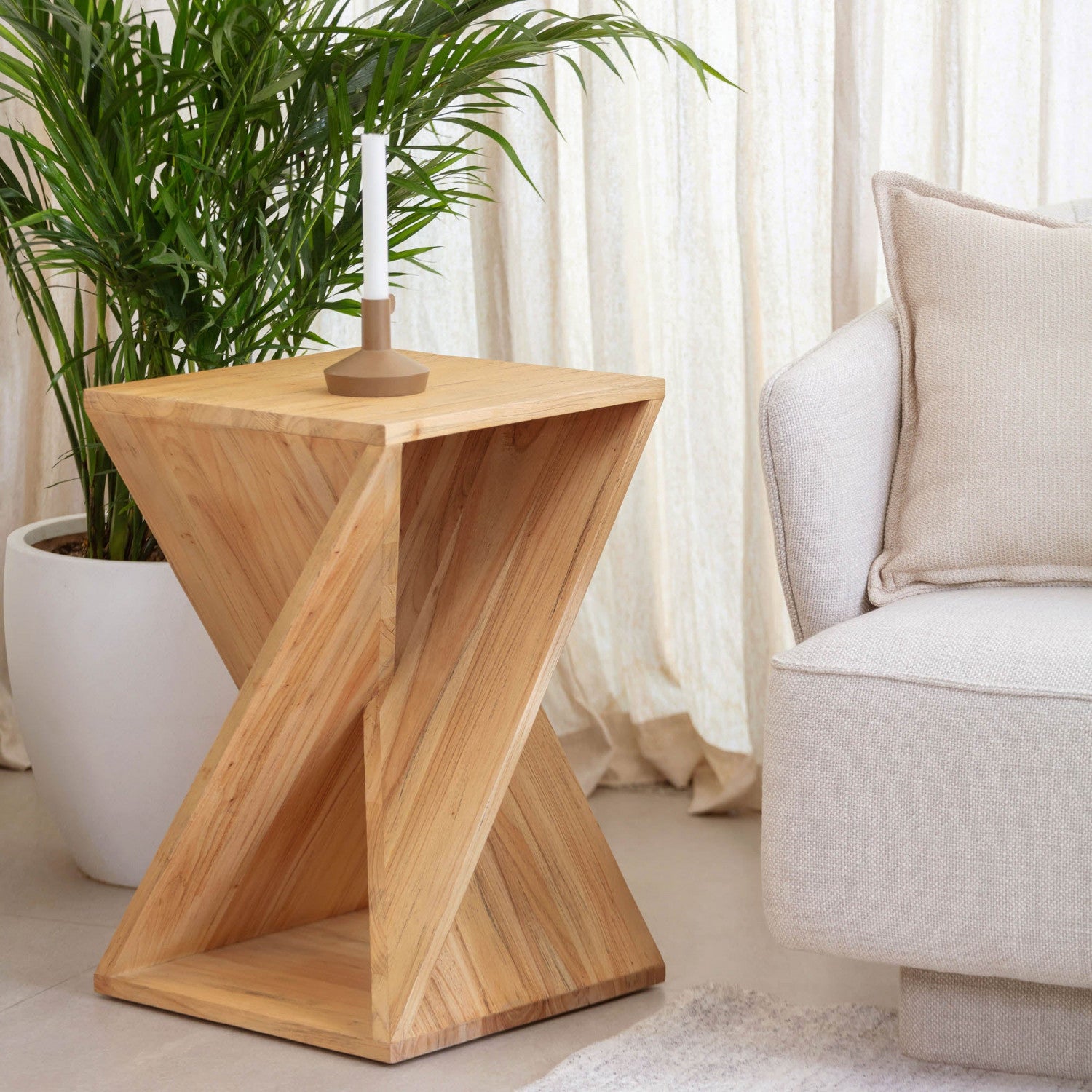 Allurette Natural Wood Side Table - Small End Table for Living Room, Bedroom, or Office - Modern Accent Table for Home Decor