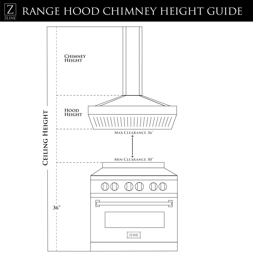 ZLINE KN4 Stainless Steel & Glass Convertible Wall Mount Range Hood - Professional Kitchen Ventilation for Home Cooking & Baking
