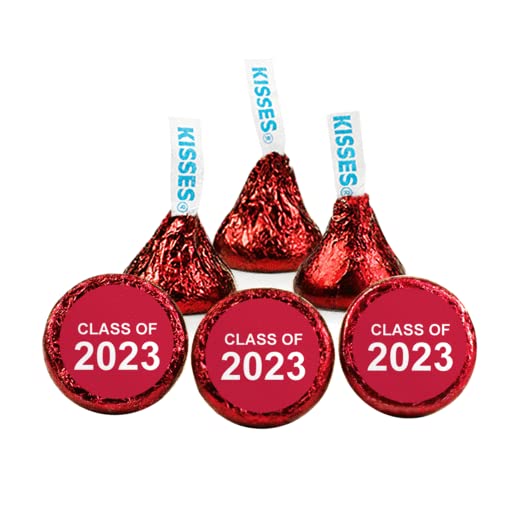 Class of 2024 Graduation Party Candy Buffet - 14 lbs Bulk Assorted Sweets (Hershey's Kisses, Gumballs, Lollipops) - Personalized Red Candy for High School & College Graduation Celebrations