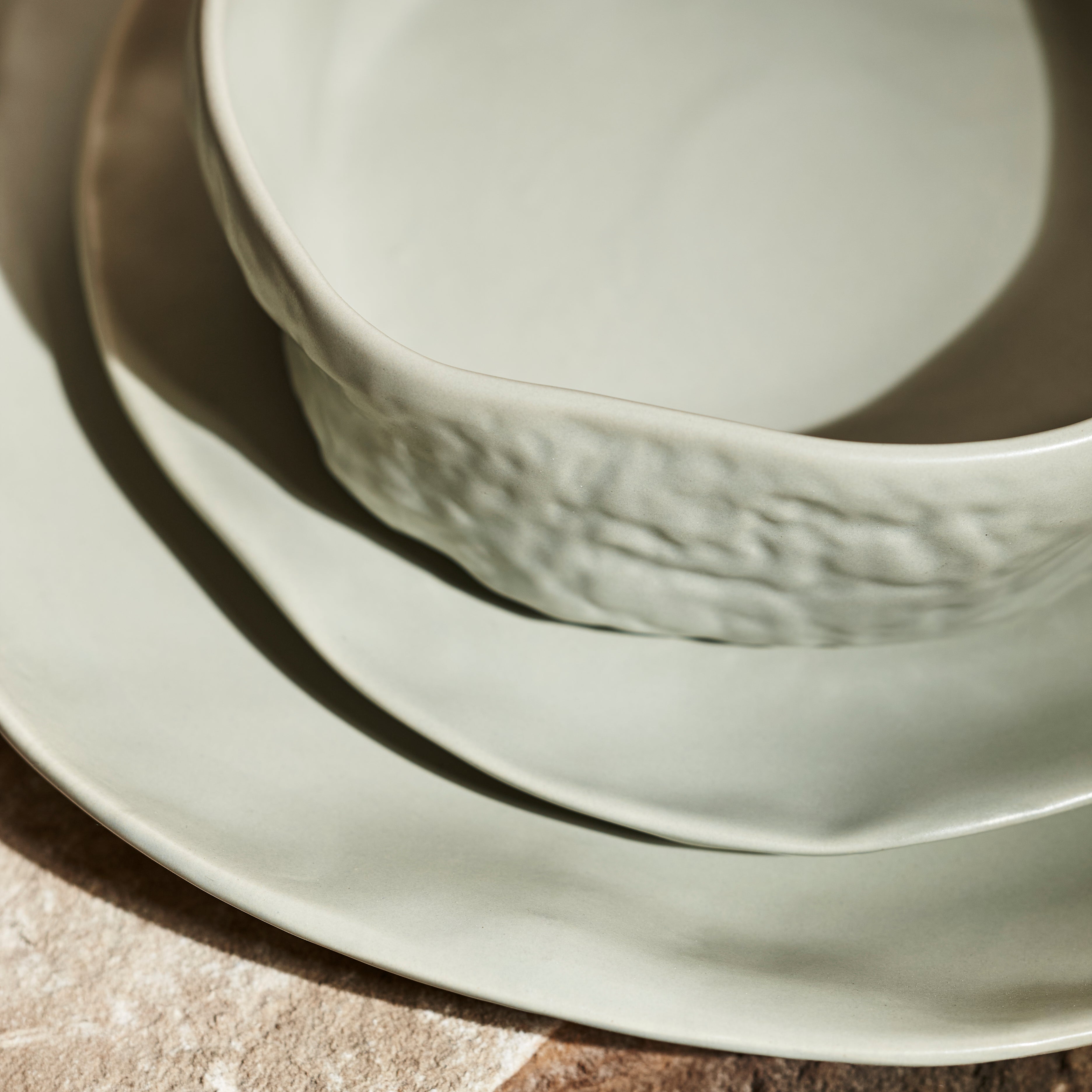 Premium Atik Stoneware Dinnerware Set - 16-Piece Sage Grey Porcelain Plates & Bowls Set for Everyday Dining & Entertaining - Elegant & Durable Dinnerware for Home, Restaurant, or Party Use
