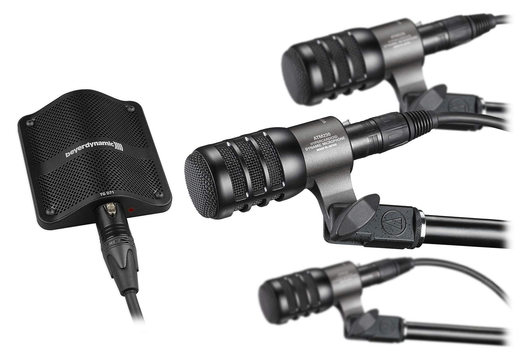 Audio-Technica Professional Microphone Bundle (3 Mics + Beyerdynamic Boundary Mic) for Bass Drum, Cajon, Piano - Perfect for Live Performances, Studio Recording & Music Production