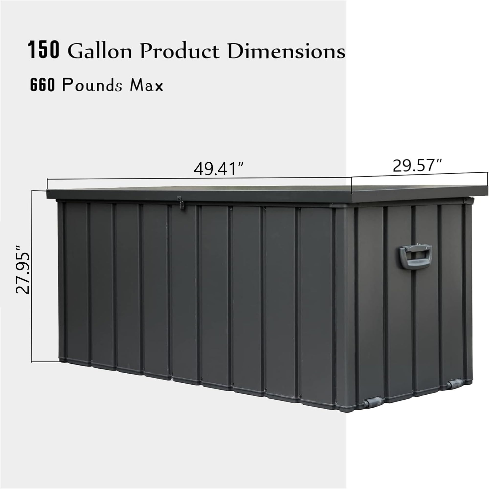 150 Gallon Outdoor Storage Deck Box - Waterproof, Lockable Large Patio Storage Bin for Cushions, Pillows & Garden Tools - Durable Dark Gray Deck Box for Patio, Poolside & Backyard Organization