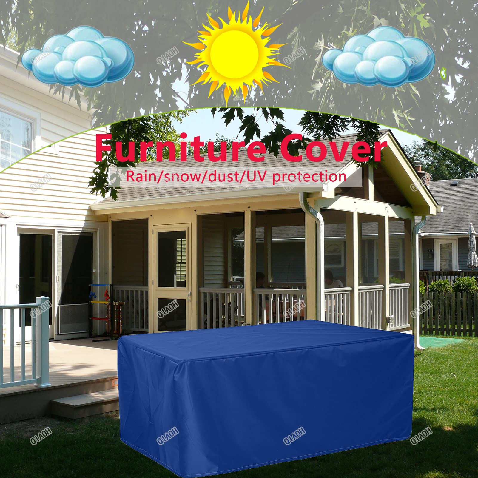 Waterproof 51x51x27in Cube Garden Furniture Covers - Heavy Duty Tear Resistant Oxford Fabric for Outdoor Patio Tables - Windproof Rattan Furniture Protection - Perfect for Patio, Deck, and Backyard Use