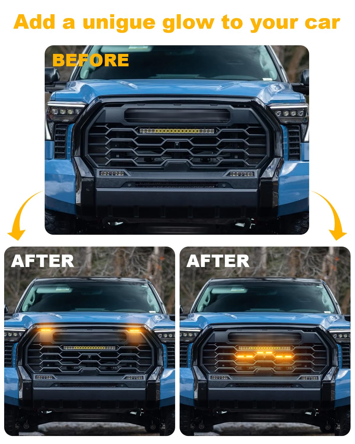 LED Grill Lights for Toyota Tundra 2019-2025 - Amber Off-Road Accessories