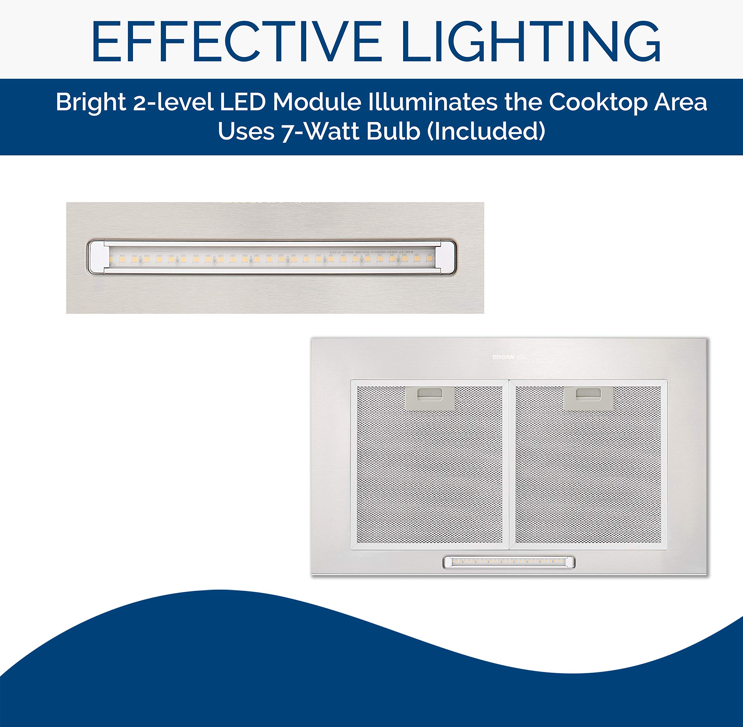 Broan-NuTone EW4824SS 24-Inch Stainless Steel Wall-Mount Range Hood with LED Lights & 400 CFM - Perfect for Kitchen Ventilation Over Stove