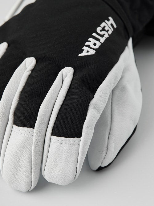 Hestra Army Leather Heli Kids Ski Gloves - Black (30560 100) | Warm & Durable Winter Gloves for Kids | Perfect for Skiing, Snowboarding & Outdoor Winter Activities