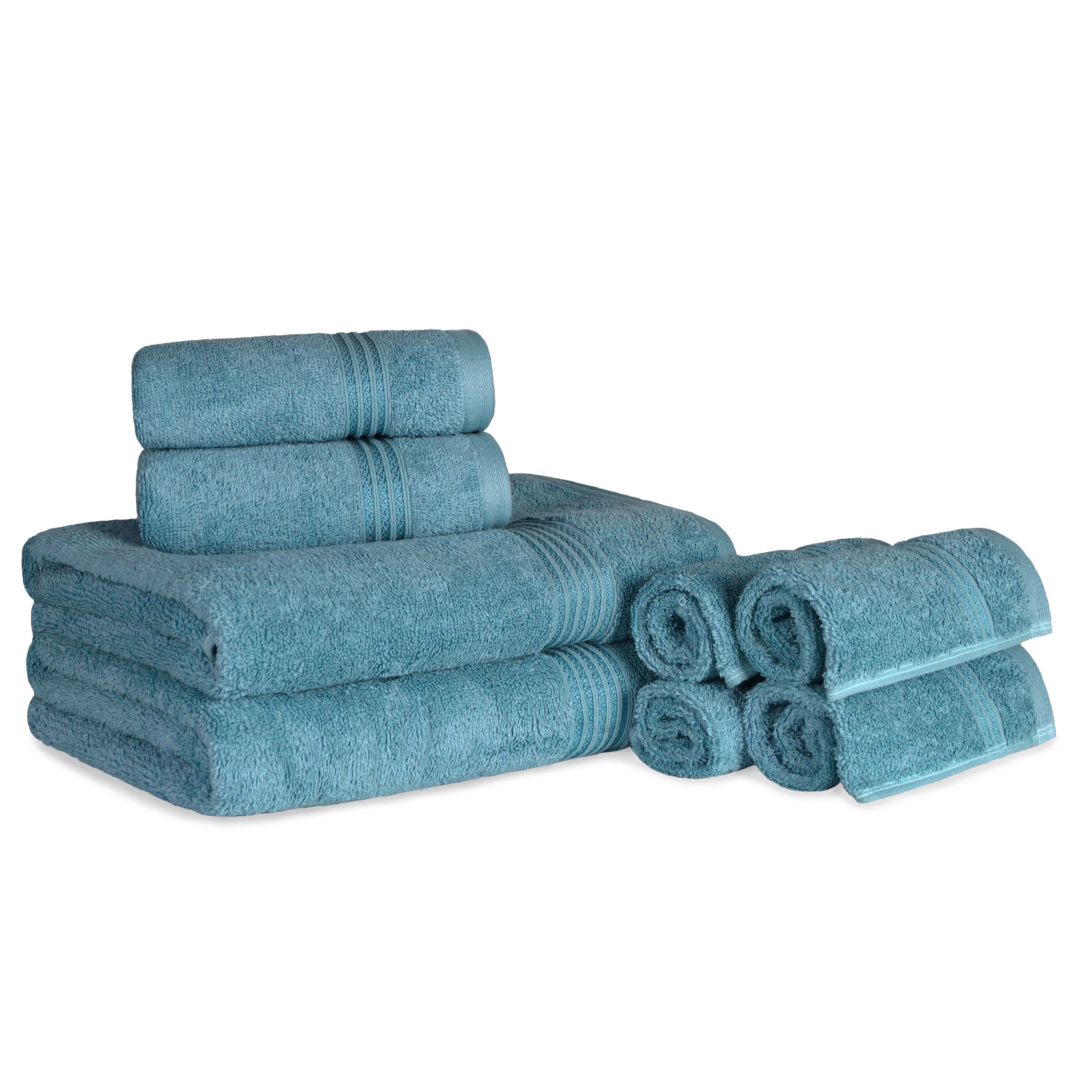 Premium Egyptian Cotton 8-Piece Bath Towel Set - Ultra Soft, Highly Absorbent & Quick-Drying - Perfect for Spa, Bathroom & Beach Use