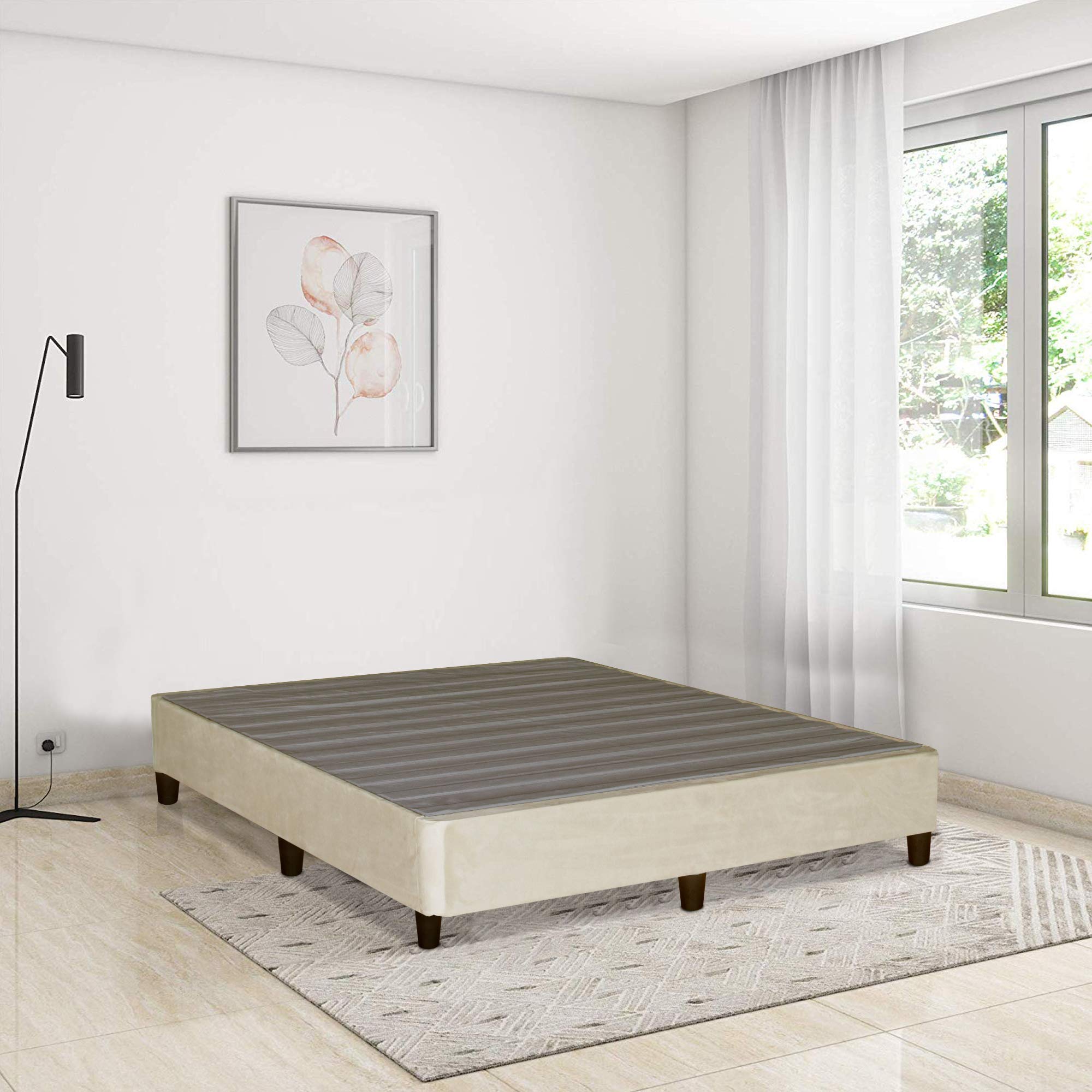 Mayton Platform Bed Frame with Slats - No Box Spring Needed, Twin XL Size, Beige Wooden Bed - Perfect for Small Bedrooms, Guest Rooms & Modern Apartments