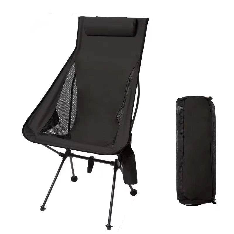 Portable Folding Camping Chair with Headrest - Lightweight Heavy Duty Aluminum Alloy Outdoor Chair for Hiking, Beach, Picnic & Backyard Relaxation