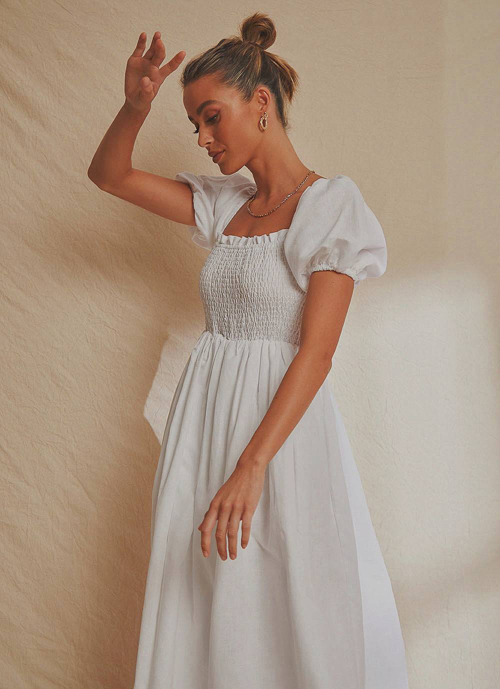 Florence Linen Maxi Dress for Women - Breathable White Summer Dress | Beach Wedding, Vacation & Casual Outfit