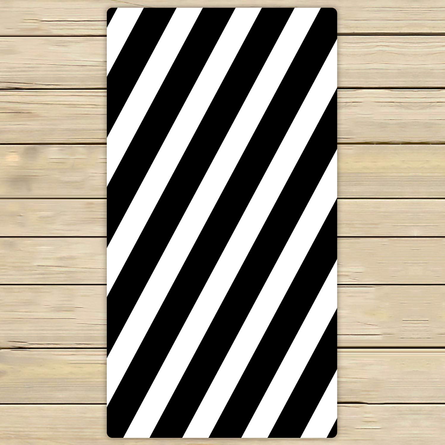 Modern Black & White Abstract Line Texture Beach Towel - 30x56 Inch Large Bath Towel for Shower, Pool, Spa, Travel & Outdoor Use - Soft & Absorbent Home & Vacation Essential