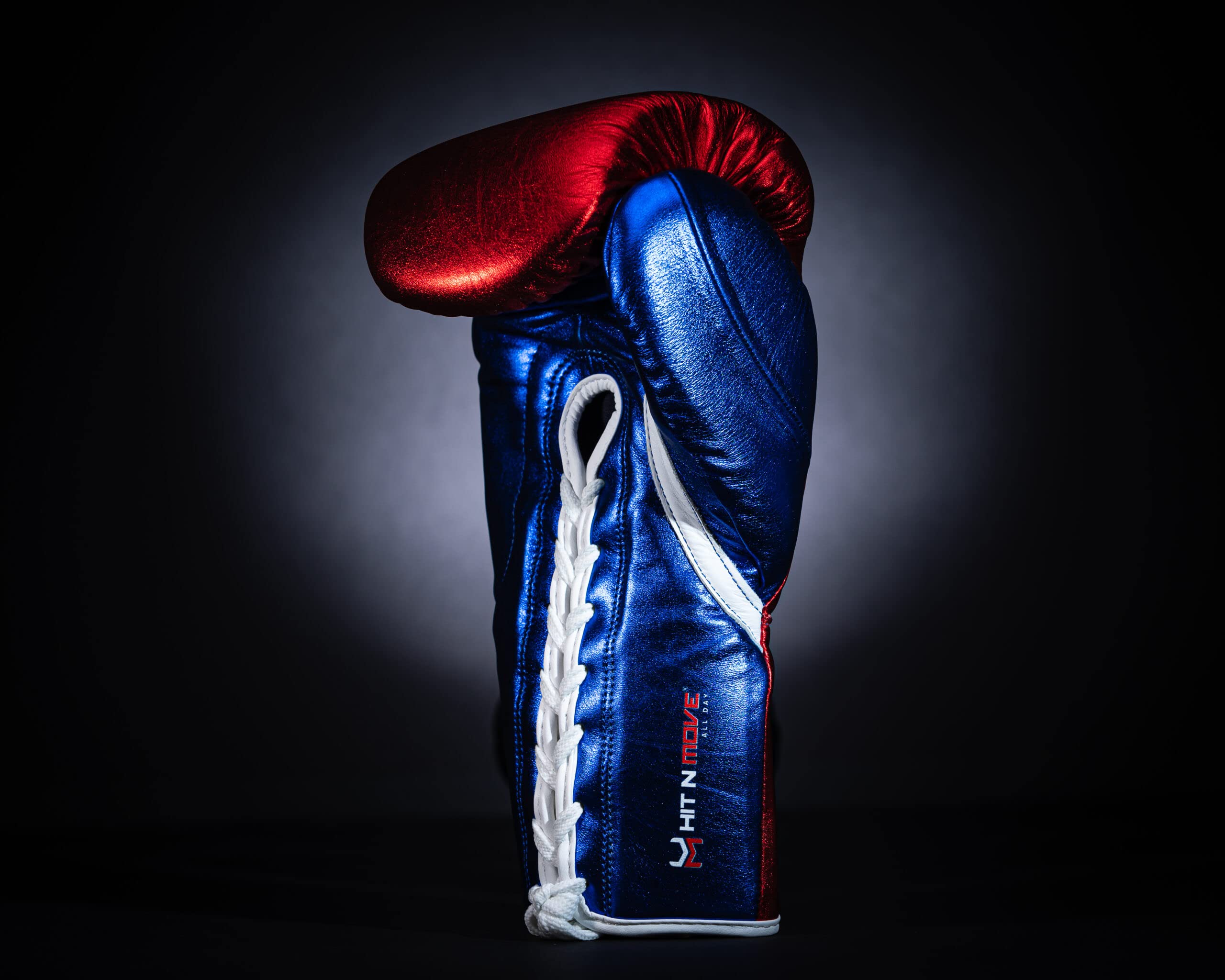 HIT N MOVE Pro Fight Mold Lace-Up Boxing Gloves for Training, Sparring & Competition - Premium Leather Boxing Equipment for Men & Women