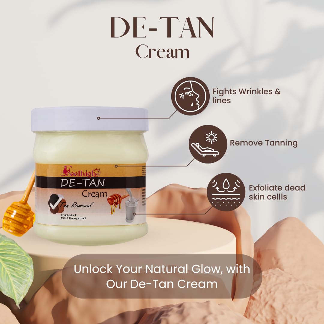 Feelhigh Papaya Face & Body Scrub + De-Tan Cream Set - Natural Skin Brightening & Exfoliating for Glowing Skin - Perfect for Daily Skincare & Sun Tan Removal
