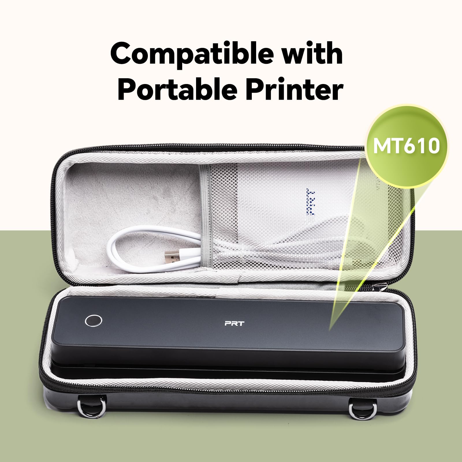 Durable Black Storage Case for MT610 & MT610 Pro Thermal Printers | Portable Carrying Case for Printer & Accessories | Perfect for Office, Warehouse & On-the-Go Printing Needs