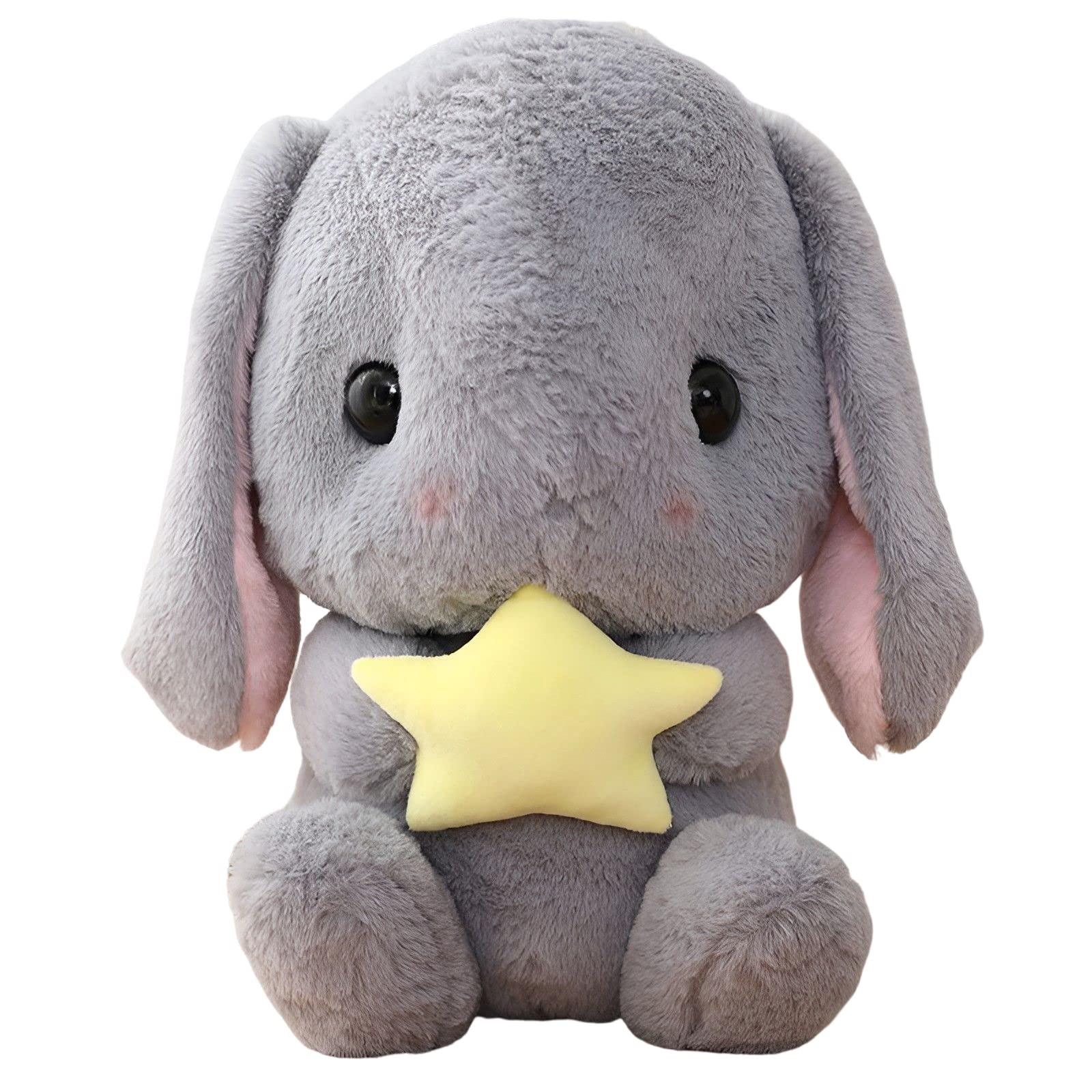HOUPU 25.5in Realistic Soft Plush Rabbit Toy - Gray Star Lop Eared Bunny Stuffed Animal with Carrot, Cute Easter Gift for Kids & Home Decor (Perfect for Nursery, Birthday Parties & Easter Celebrations)