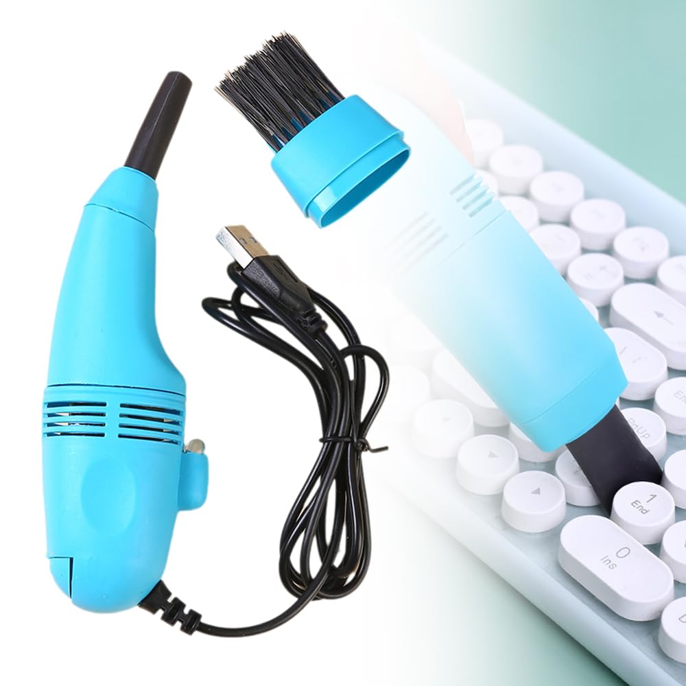Mini USB Cordless Keyboard Vacuum Cleaner - Portable Computer Vacuum for Laptop, PC, Car & Home Use (Blue) | Perfect for Office Desks, Gaming Setups & Travel Accessories