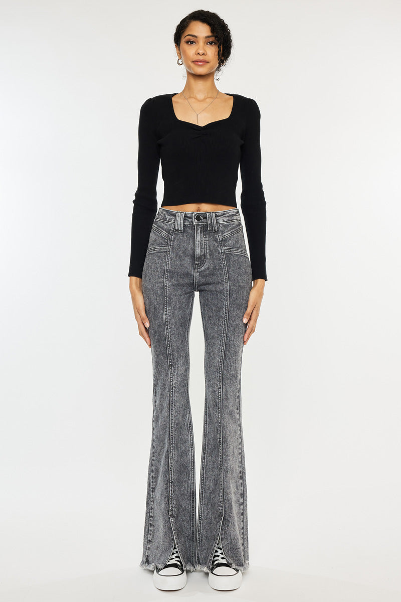 Lucine High Rise Flare Jeans for Women - Stretchy Denim Pants with Bootcut Leg | Perfect for Casual Wear, Date Night & Office Outfits