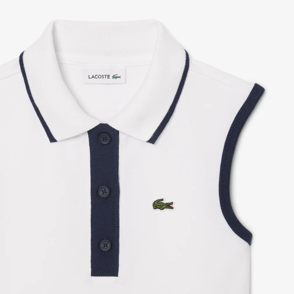 Girls' Mini Pique Tennis Dress White - Breathable & Comfortable Athletic Wear for Junior Tennis Matches & Summer Sports