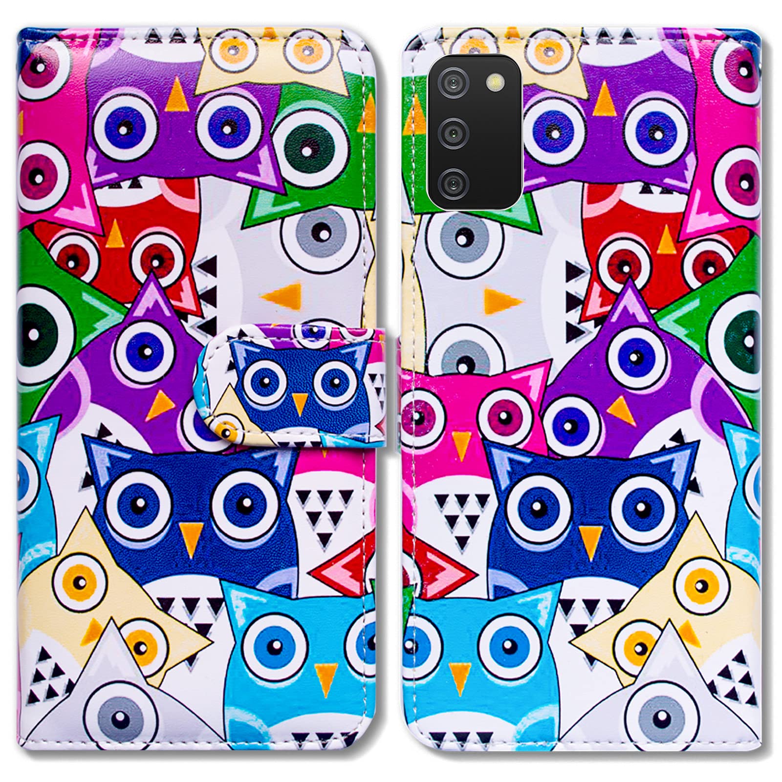 Samsung Galaxy A02s Case - BCov Cute Owls Pattern Leather Flip Wallet Phone Cover with Card Slots & Kickstand | Protective Case for Samsung Galaxy A02s | Perfect for Daily Use, Travel & Work