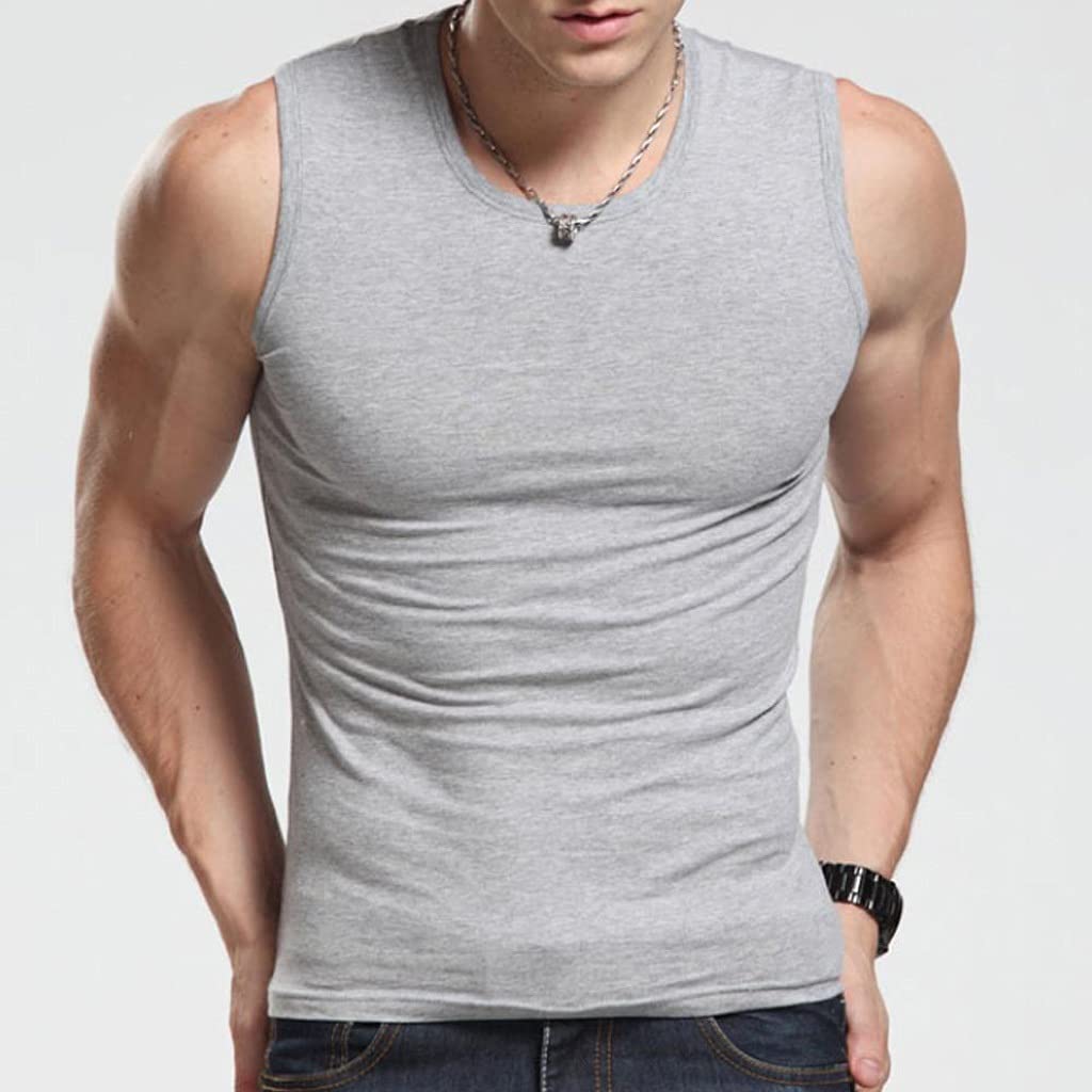 Men's Summer Sport Vest - Breathable Sleeveless Fitness Tank Top for Gym & Running | Slim Fit Undershirt | Gray Color, Size L | Perfect for Workouts, Jogging & Casual Wear