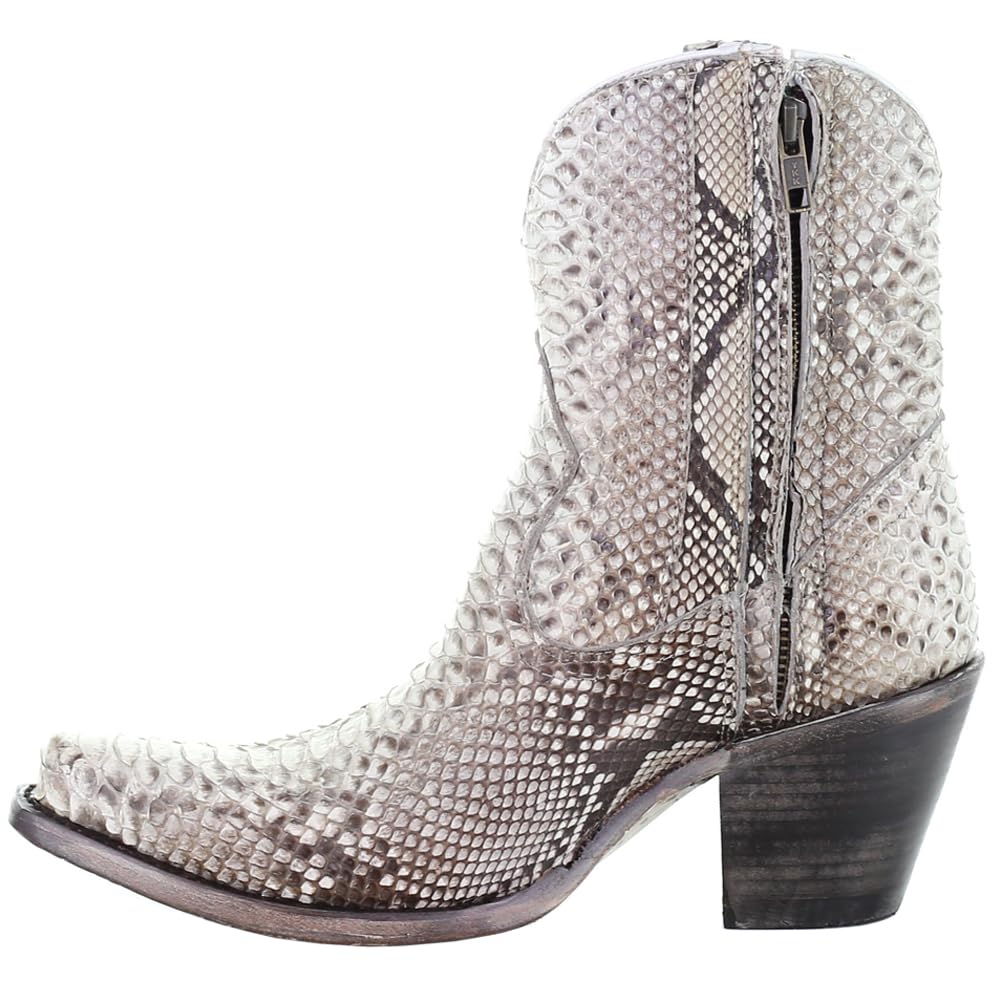Corral Women's Natural Python Zipper Ankle Boots - Snip Toe, Leather Sole, Western Style (A3791) - Perfect for Country Dancing, Rodeos & Western Fashion