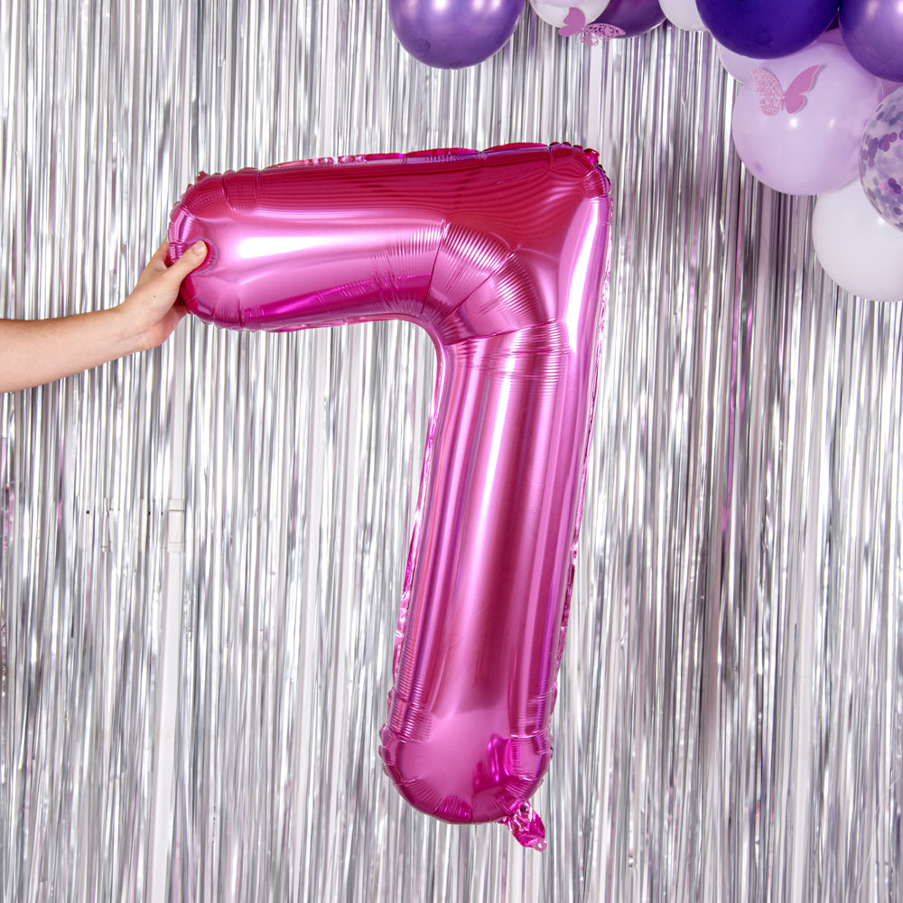 Balloonify Pink Mylar Number 7 Balloon - 40 Inch Large Foil Balloon for Birthday Party Decorations (1 Count)