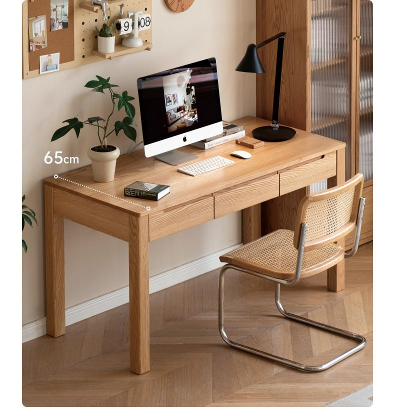 Premium Solid Wood Office Desk - Oak & Beech - Modern Home Office Furniture for Remote Work & Study