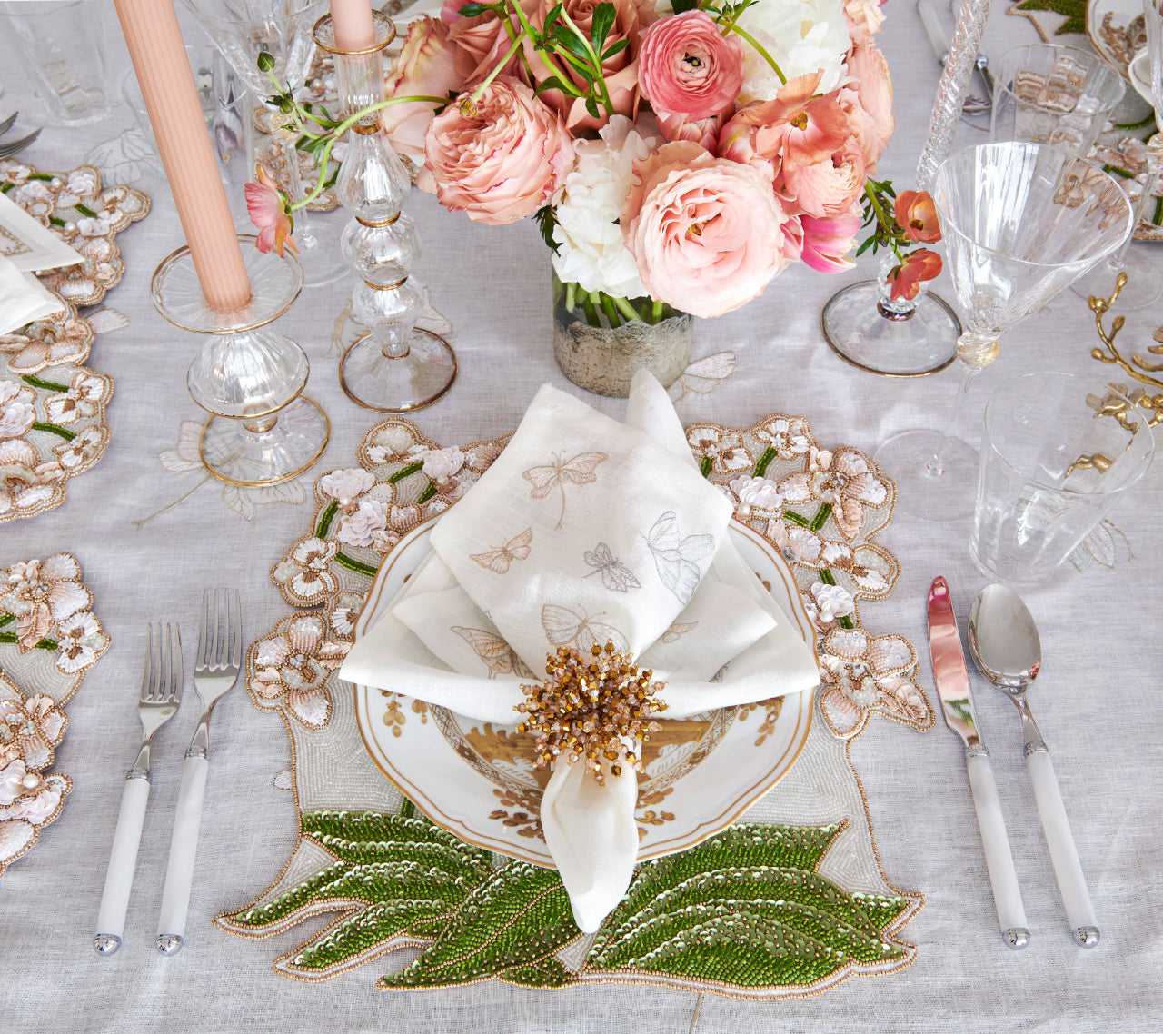 Elegant Orchid Placemats Set of 2 - Waterproof & Non-Slip Dining Table Mats for Home Decor, Kitchen, and Party Settings