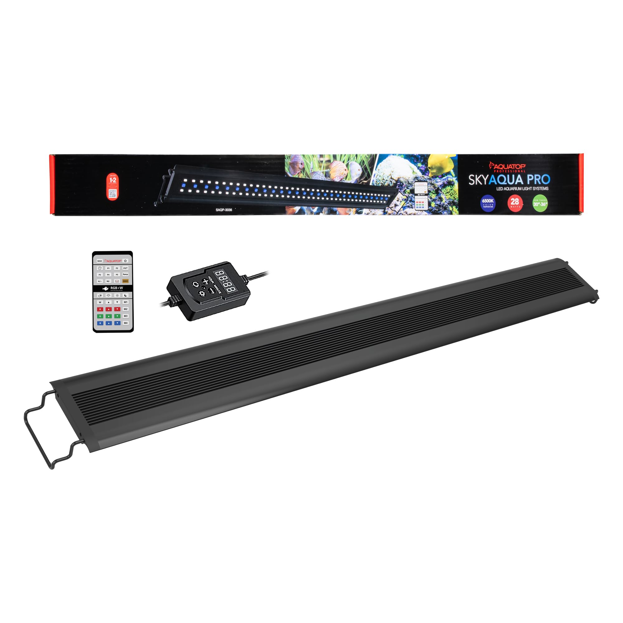 Aquatop SkyAqua Pro LED Aquarium Light - 6500K Full Spectrum with Remote Control for 30-36 Inch Fish Tanks | UL & CSA Certified | Natural Sunlight Simulation for Plant Growth & Coral Reef | Perfect for Freshwater & Saltwater Aquariums
