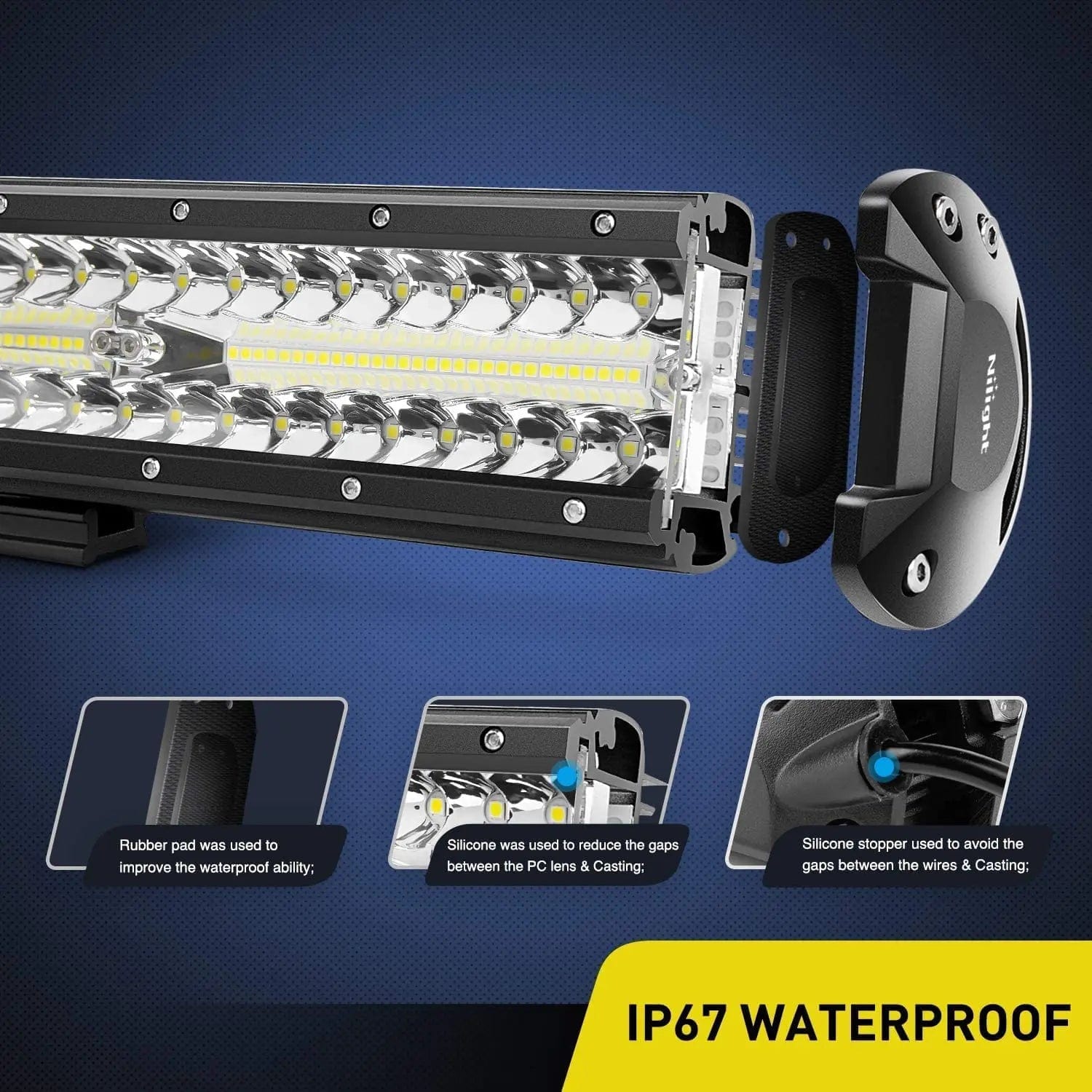 12 Inch 300W 30000LM Triple Row LED Light Bar Kit with Spot/Flood Beam - 16AWG Wiring - Perfect for Off-Road Trucks, ATVs, Boats & Emergency Vehicles