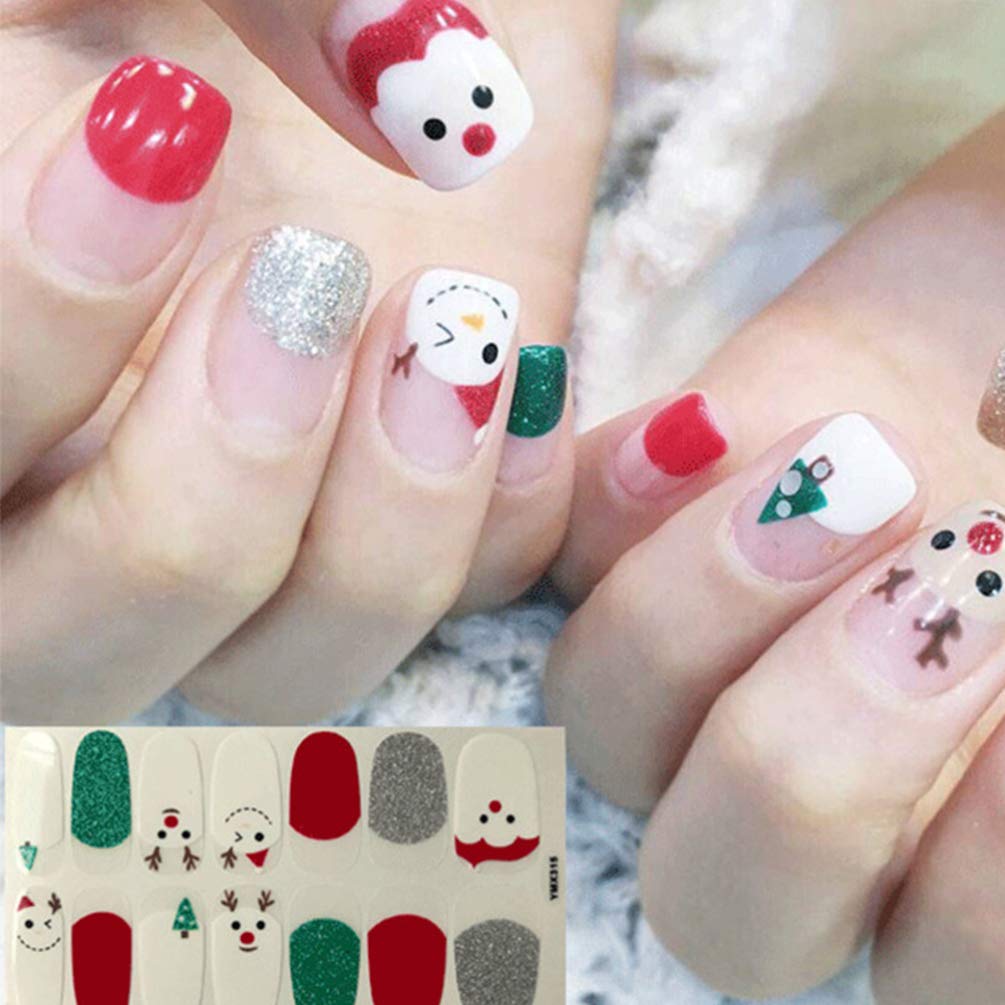 Lurrose 8 Sheets Christmas Nail Stickers - Red Xmas Full Cover Nail Art Wraps for Women | Holiday Winter Nail Decoration & New Year Party Nail Strips | Perfect for Christmas Parties, Gift Giving & Festive Nail Art