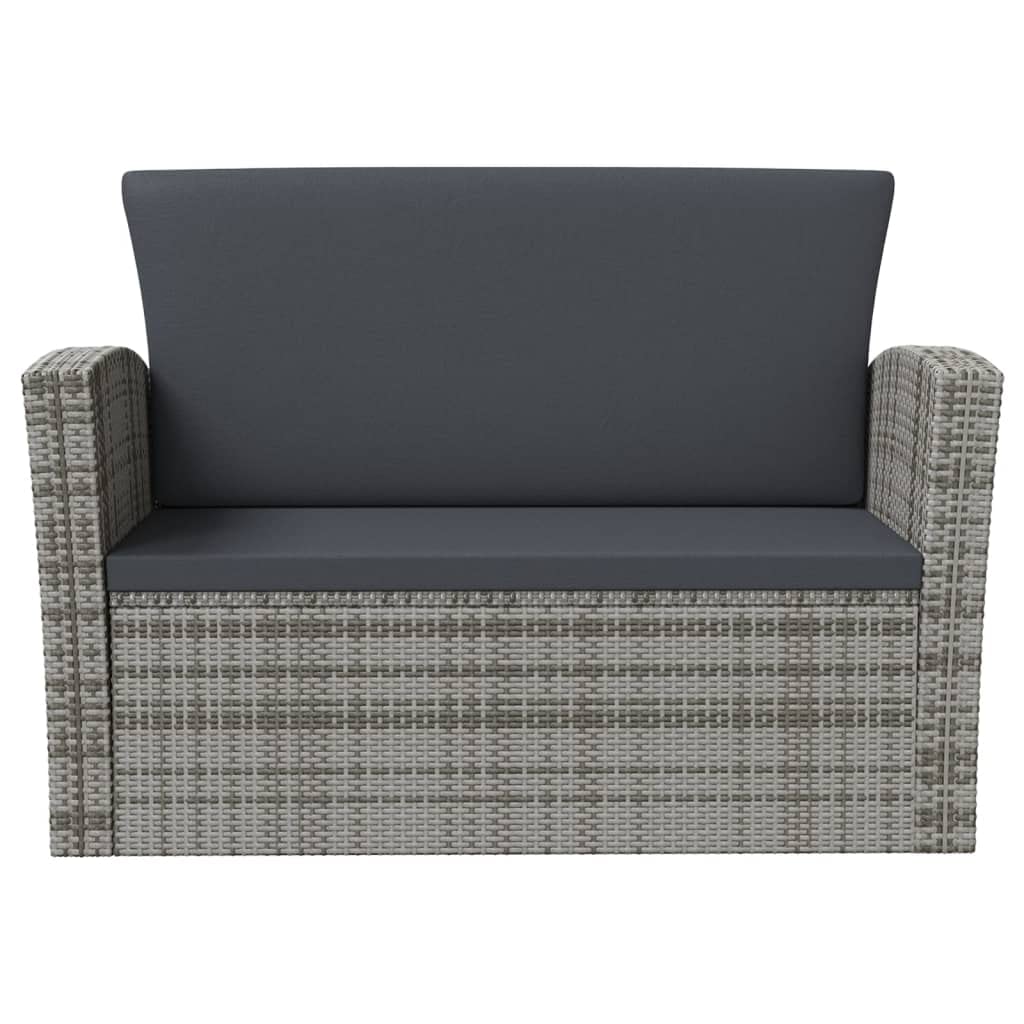 vidaXL 8-Piece Gray Patio Lounge Set with Cushions - Poly-Rattan Outdoor Furniture with Glass Tabletop - Easy Assembly & Lightweight - Perfect for Garden, Poolside & Backyard Relaxation