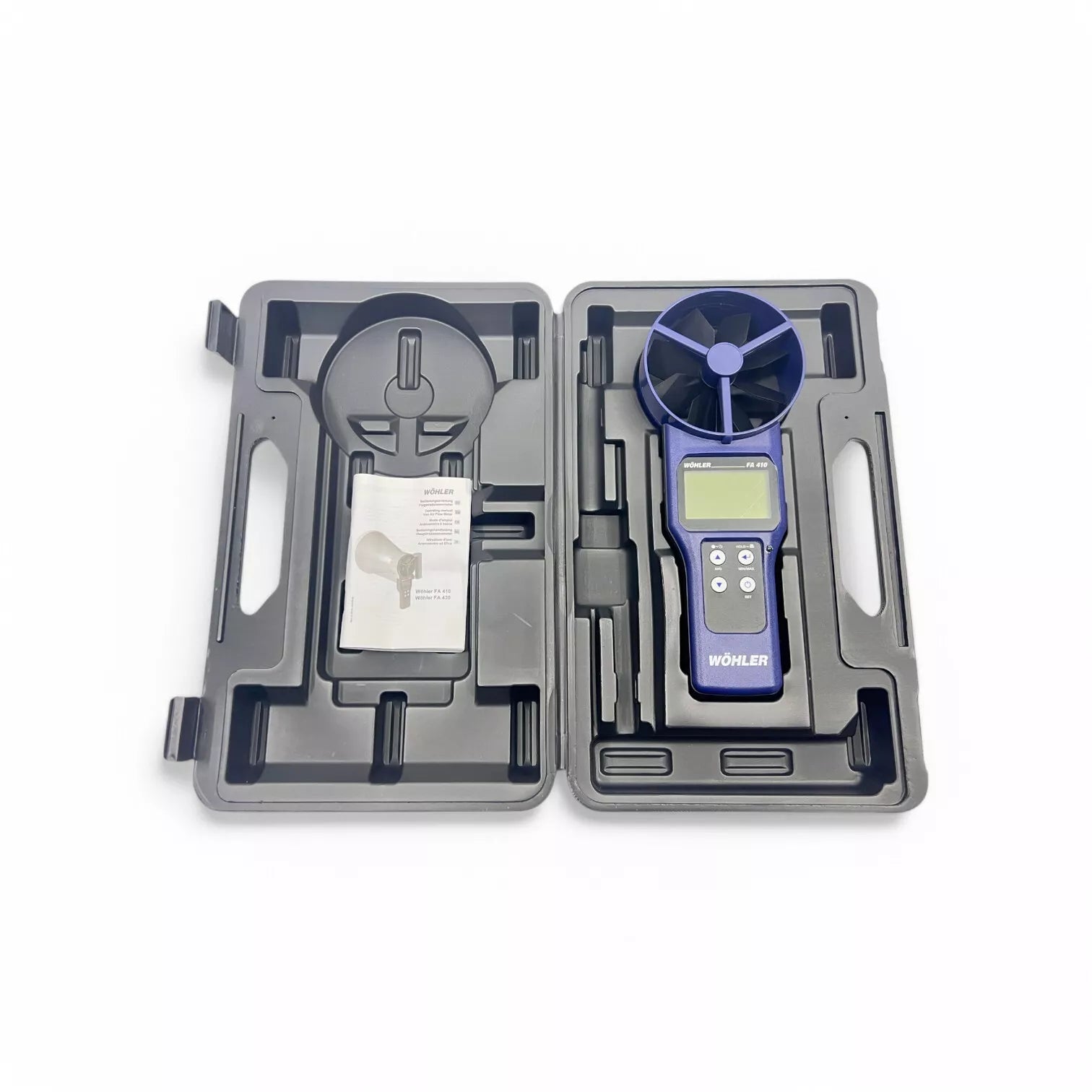 Wohler FA410 Digital Anemometer - Handheld Wind Speed Meter for HVAC, Industrial & Outdoor Use - Measures Air Flow Velocity in ft/min, m/s, km/h, mph - Perfect for Weather Monitoring, Ventilation Testing & Wind Sports
