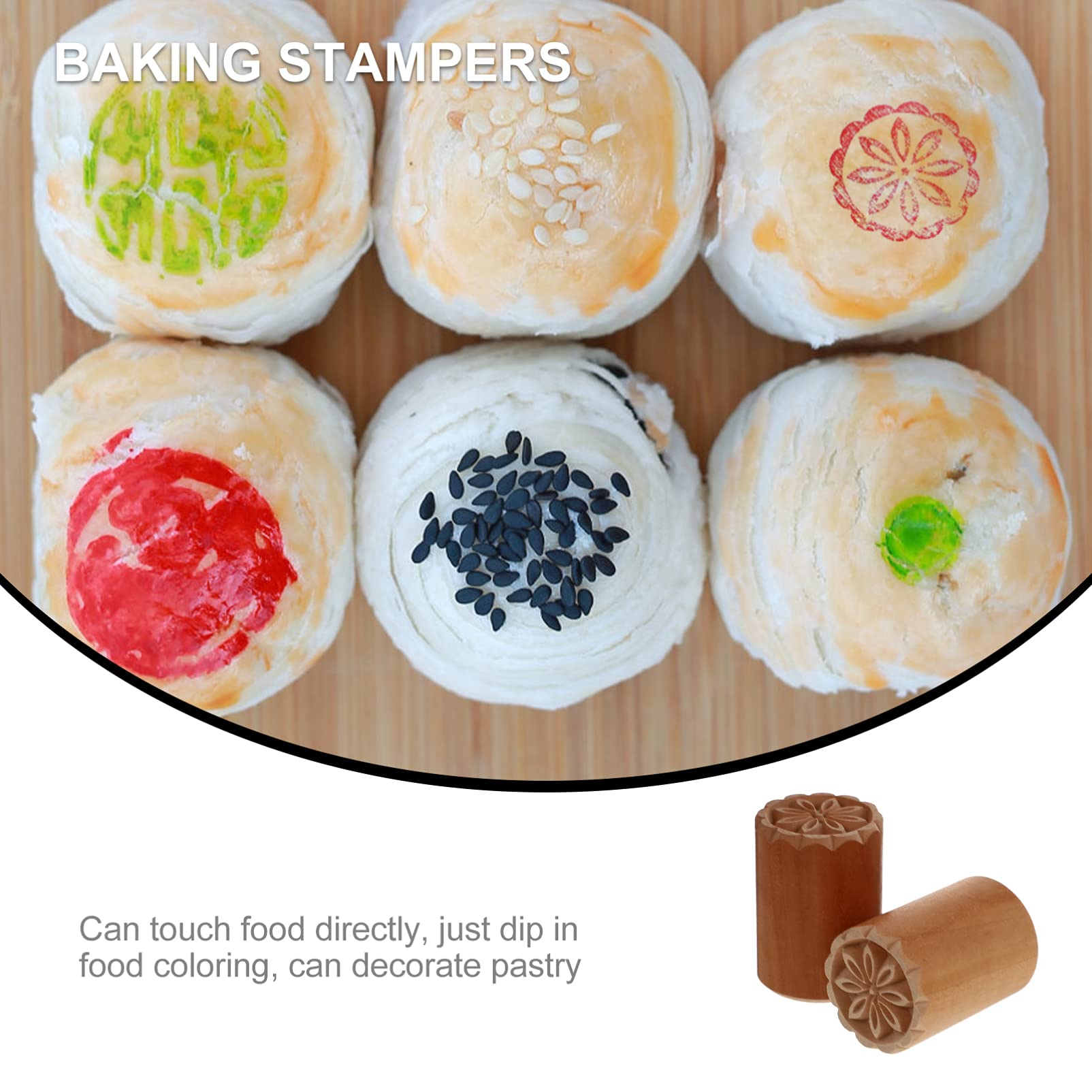 2pcs Wooden Dough Stampers for Baking - Handmade Pastry Stamps, Cookie Dough Seals & Baking Tools - Perfect for Homemade Bread, Cookies, Pies & DIY Crafts