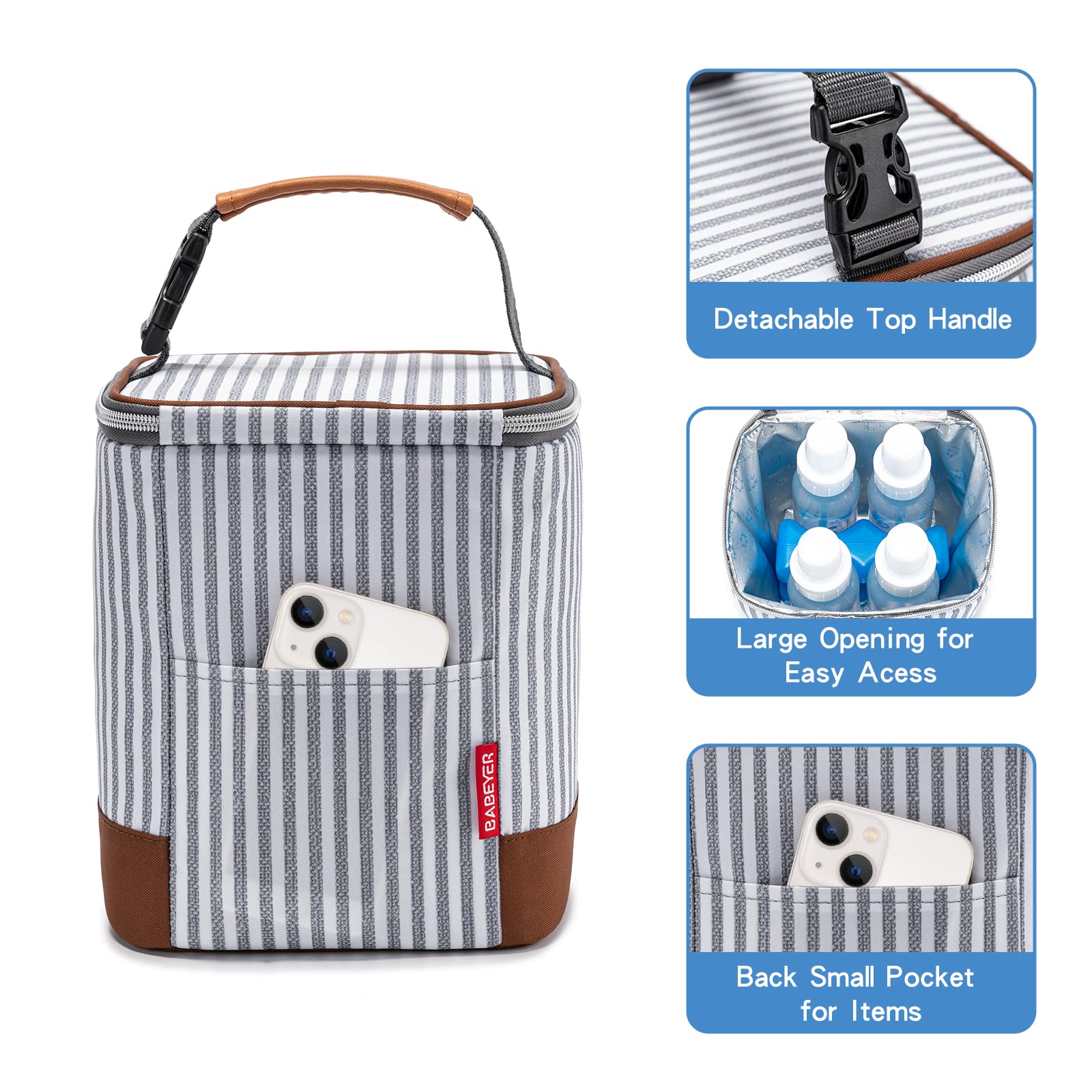 Insulated Breast Milk Cooler Bag with Ice Pack - Holds 4 Baby Bottles (9oz Each) for Nursing Moms | Perfect for Daycare, Travel & On-the-Go Use | Adjustable Shoulder Strap Included