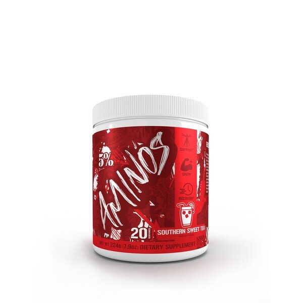 5% Nutrition Amino Acids Code Red - Southern Sweet Tea Flavor 224g | Pre-Workout & Post-Workout Recovery Supplement for Athletes & Fitness Enthusiasts