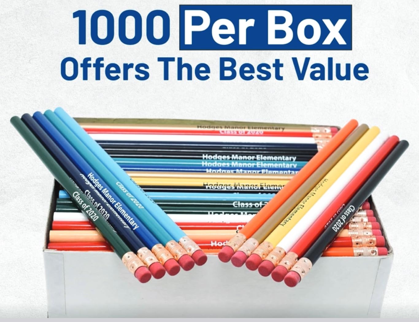 Personalized Round Pencils with Custom Imprint - 144 Count Box (19 Vibrant Colors) for Office, School, Events & Promotional Giveaways