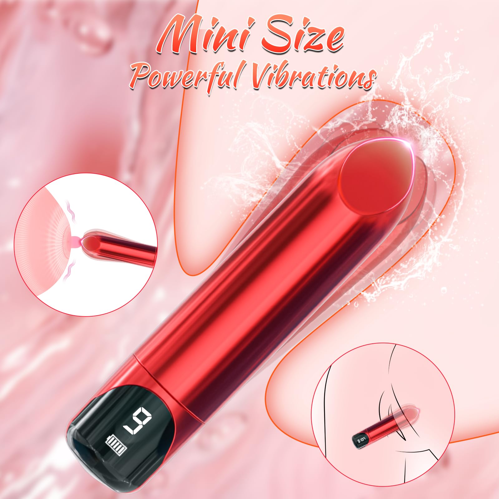 Premium Mini Bullet Vibrator for Women - 9 Powerful Vibration Modes, LED Display, G Spot & Clitoral Stimulation | Discreet Lipstick Design for Travel & Home Use | Adult Sex Toy for Couples & Solo Play