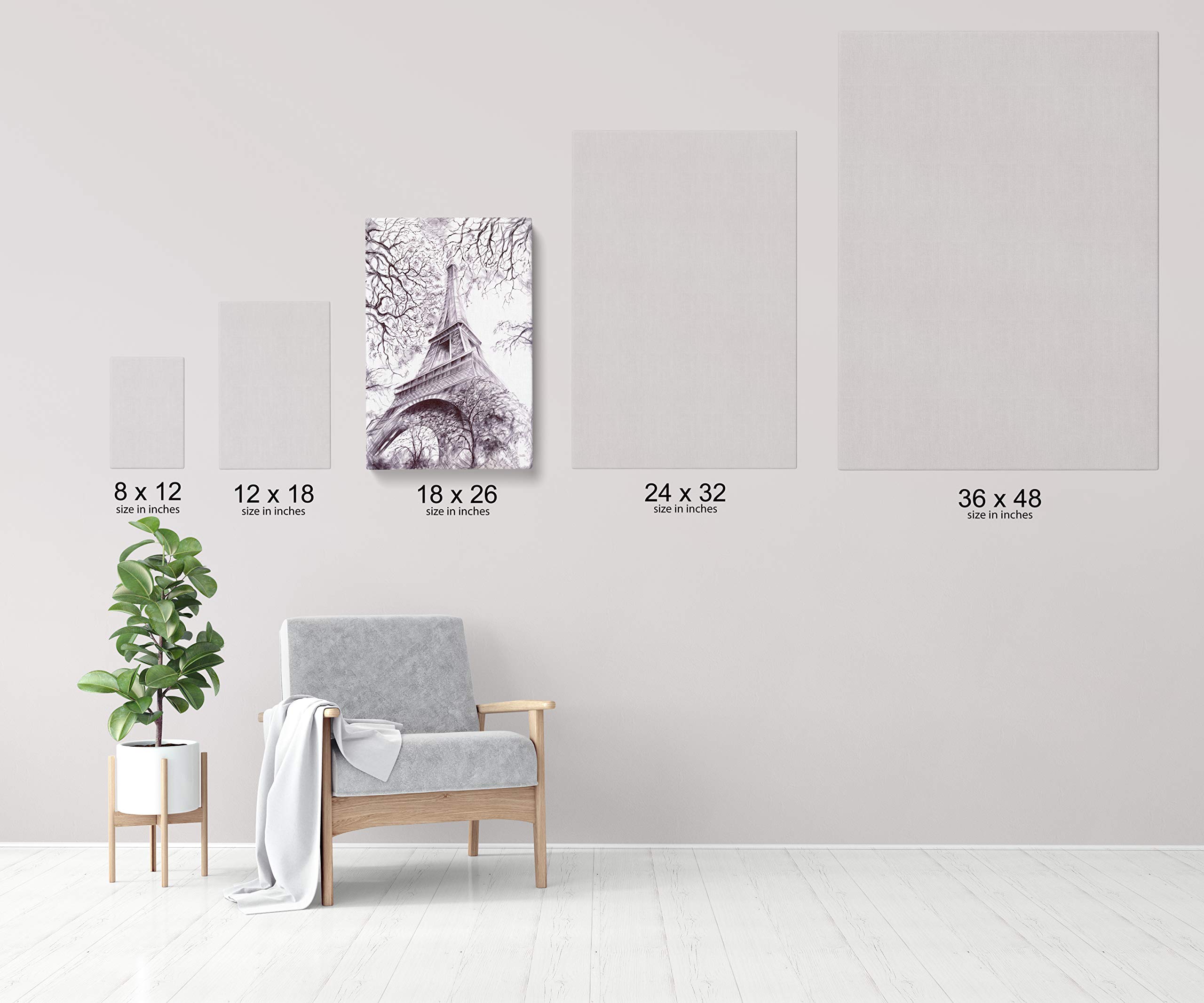 INTALENCE ART Eiffel Tower Canvas Wall Art - 18x26 Inch Black & White Paris Painting, Premium Framed Print for Modern Home & Office Decor - Perfect for Living Room, Bedroom, Bathroom - Ready to Hang