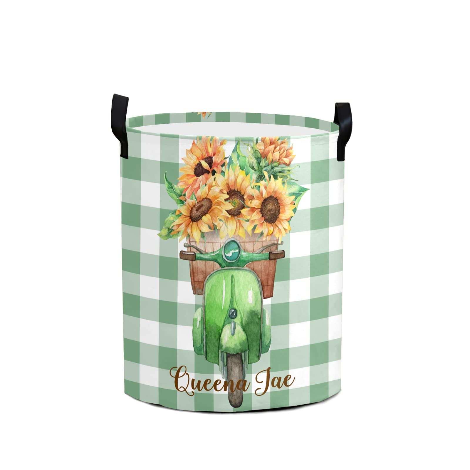 Vintage Green Sunflower Storage Bin - Waterproof Oxford Fabric Laundry Hamper & Organizer for Clothes, Toys, Gifts | Perfect for Bedroom, Nursery & Home Organization
