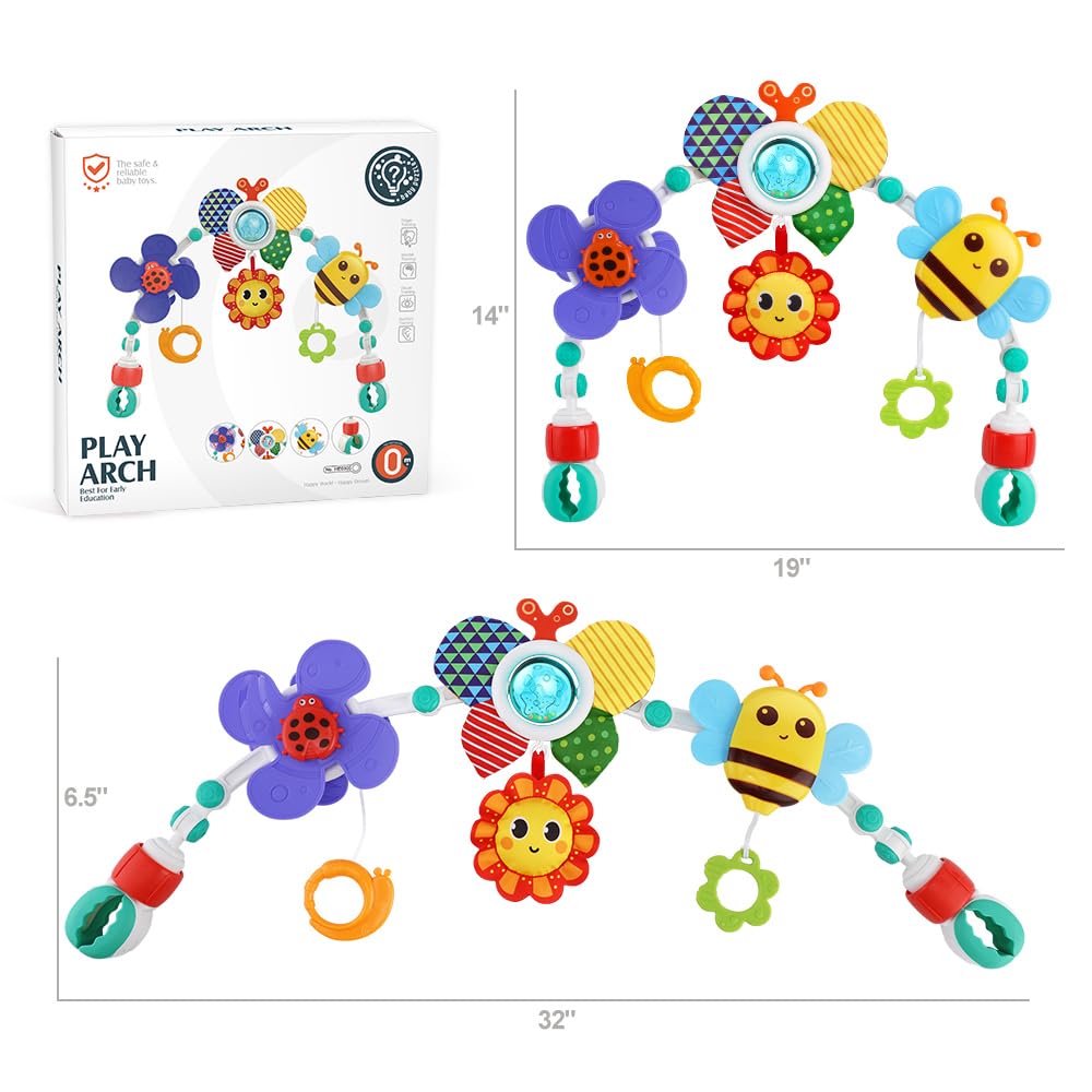 Adjustable Baby Crib Mobile with Sensory Toys - Stroller Arch & Hanging Accessories for Bassinet, Car Seat & Travel | Developmental Play for Boys & Girls 0-24 Months | Perfect for Nursery Decor & On-the-Go Entertainment