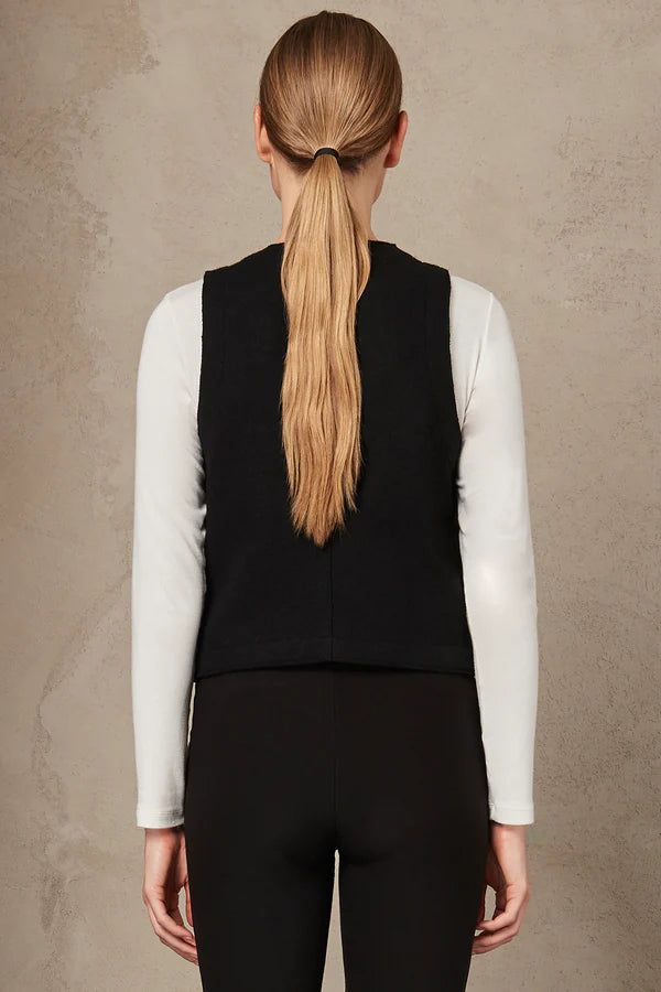Double Face Checked Vest for Men & Women - Black - Stylish Layering Piece for Fall & Winter Outfits