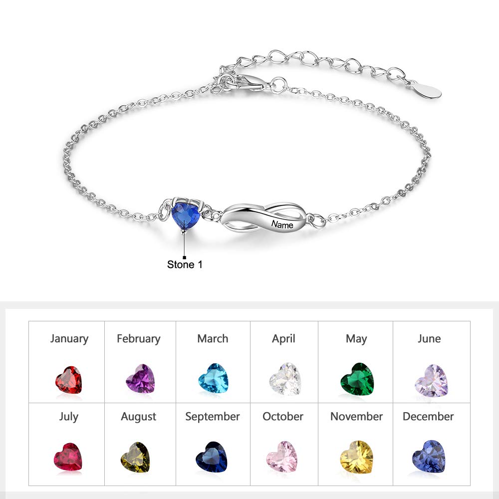 Personalized Birthstone Bracelet for Women - Custom Engraved 1-7 Names Mother's Jewelry - Thoughtful Gift for Mom, Grandma, Wife - Perfect for Mother's Day, Birthday, Anniversary & Special Occasions