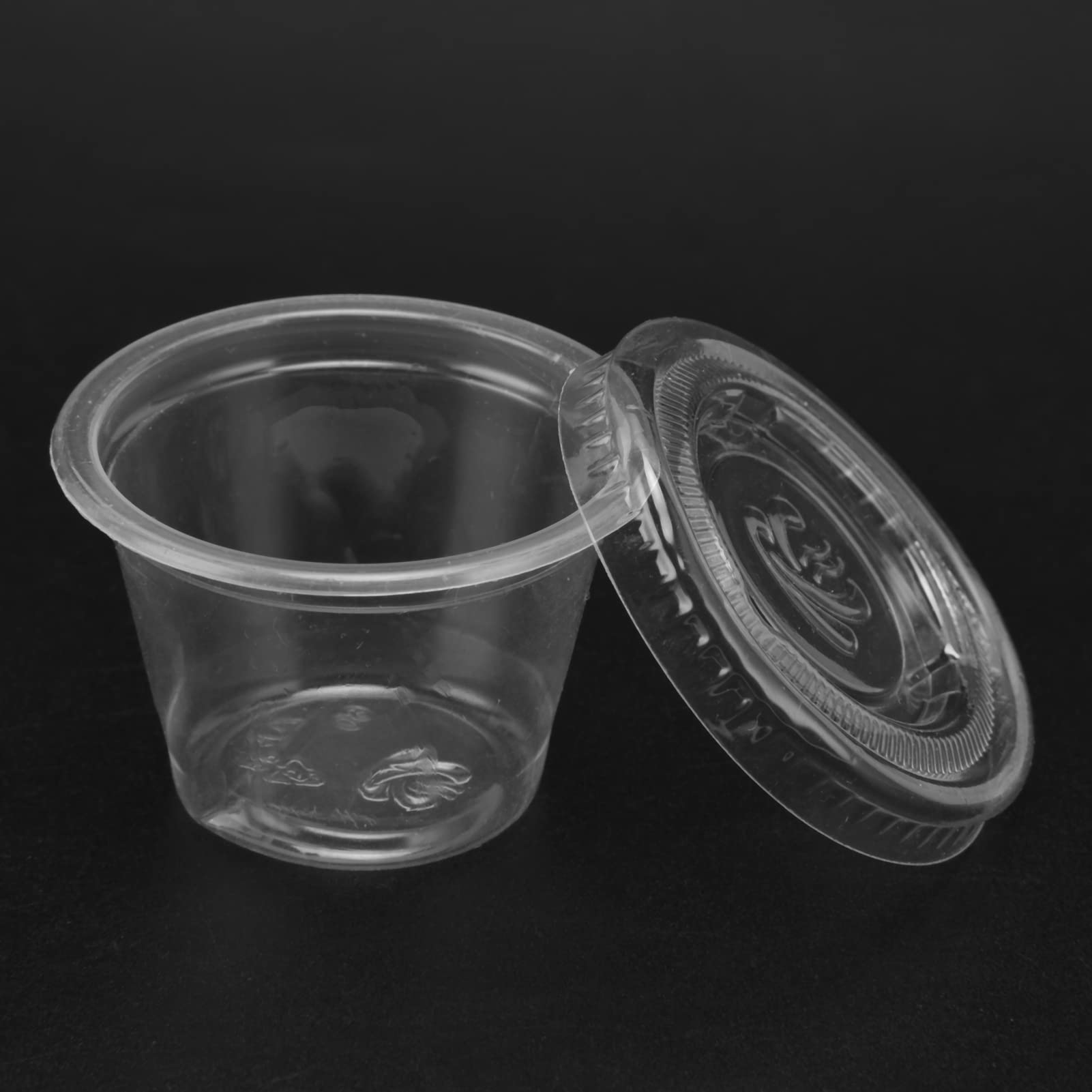 100-Pack 1 oz Clear Plastic Portion Cups with Lids - Disposable Jello Shot & Condiment Containers for Sauce, Pudding, Dipping - Perfect for Parties, Catering, Restaurants & Home Use