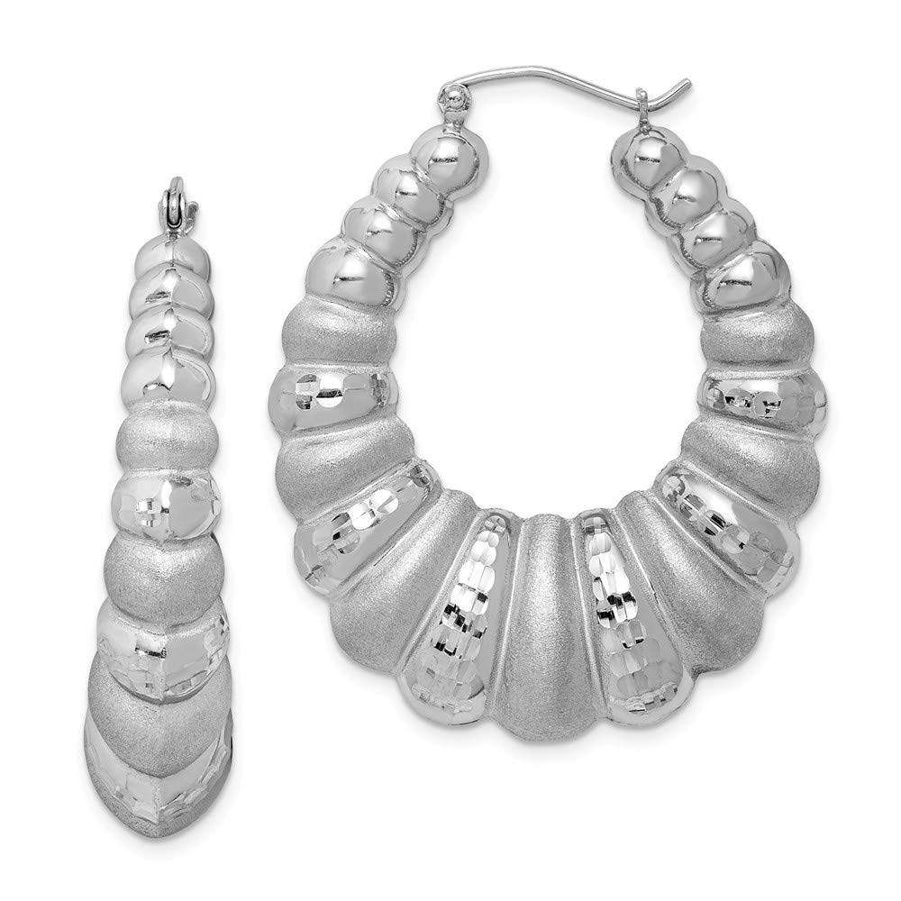 Sterling Silver Rhodium-Plated Shrimp Hoop Earrings for Women - Elegant Dangle Earrings for Party, Wedding & Everyday Wear