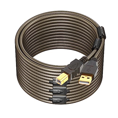 GOSYSONG 100ft USB 2.0 Printer Cable - High Speed Active Type A to Type B Cord for HP, Canon, Dell, Epson, Xerox Printers | Office & Home Printing, Large Workspace Setup, Commercial Printing Solutions