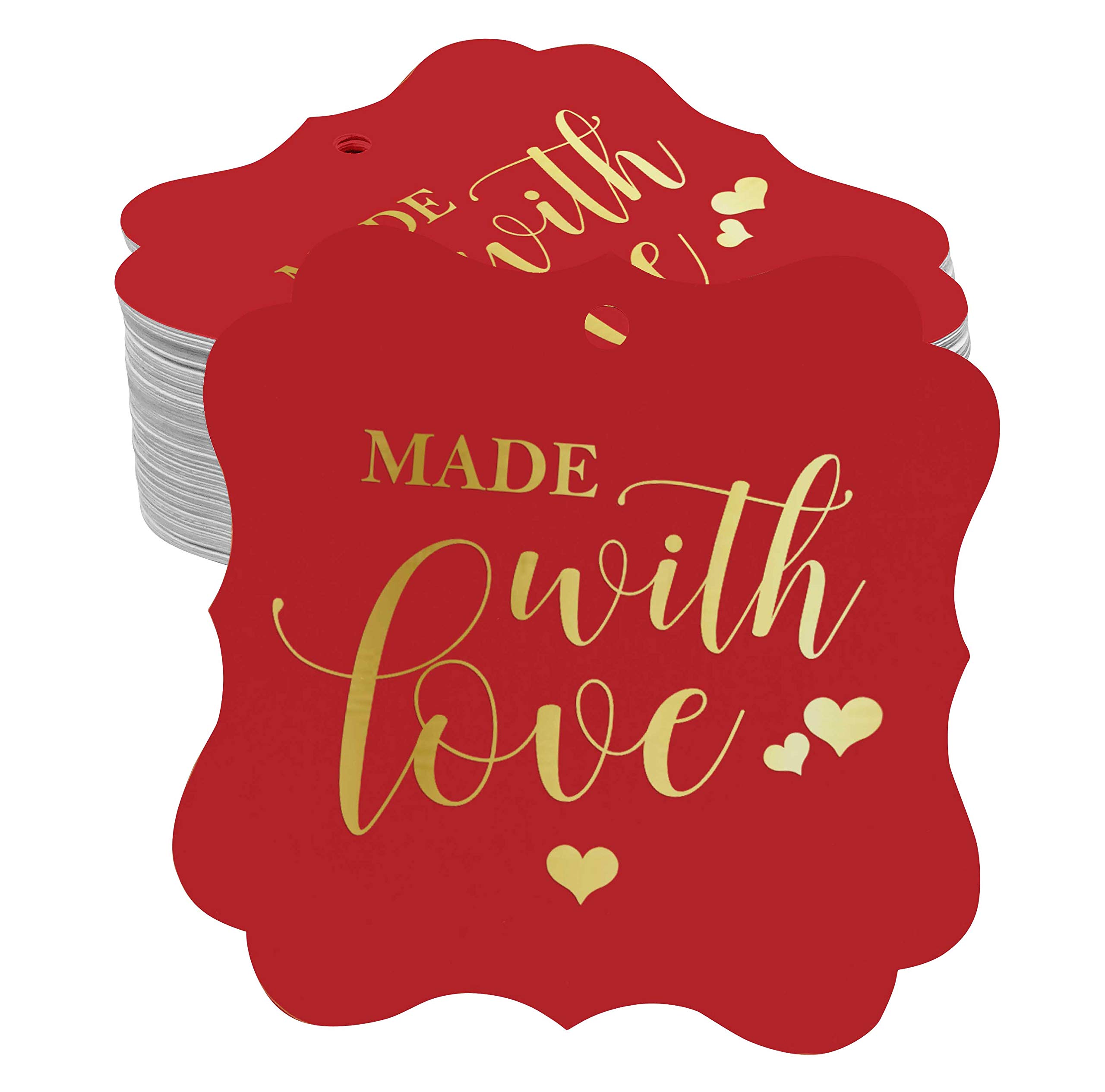 50 Pack Real Gold Foil Bracket-Shaped Paper Hang Tags - Elegant Wedding Favor Gift Tags for Bridal Shower, Party Decorations & Special Events