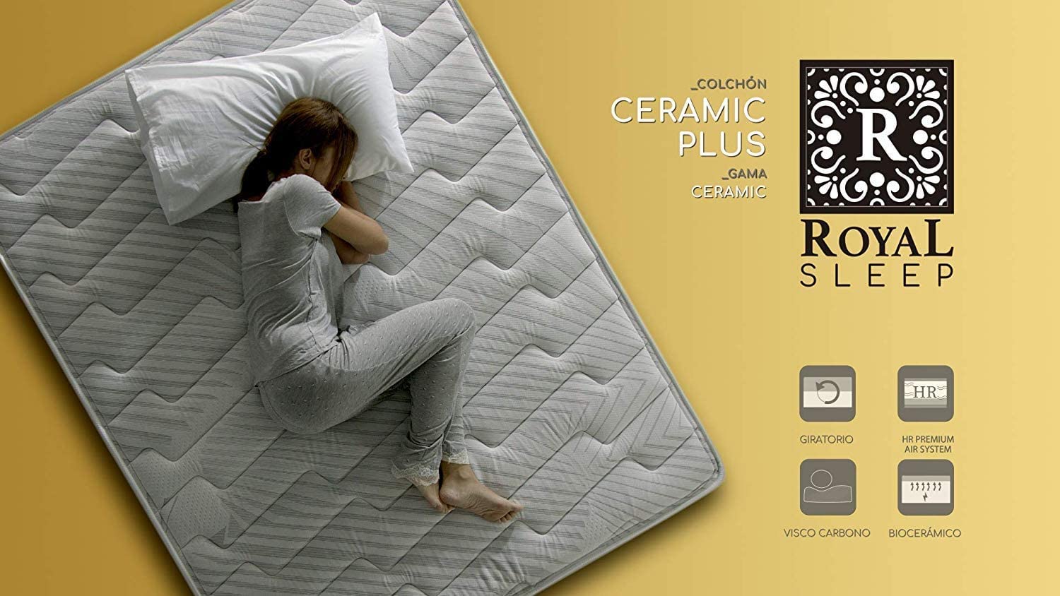 Royal Sleep Carbon Thread & Bioceramic Memory Foam Mattress - 135x190cm, High Firmness, Premium Quality, Anti-Stress & Regenerative Effect, 25cm Height - Ceramic Plus Mattress for Back Pain Relief & Deep Sleep - Perfect for Master Bedroom, Guest Room, or Apartment