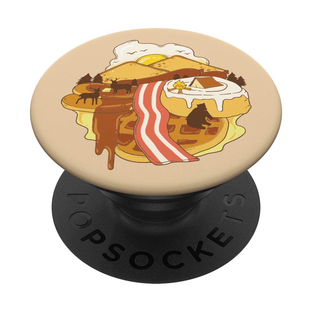 Bacon Egg Waffle PopSockets - Swappable PopGrip for Phones & Tablets - Food Landscape Design - Perfect for Breakfast Lovers & Foodies
