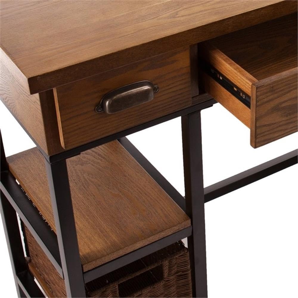 Southern Enterprises SEI Furniture Mirada Writing Desk in Weathered Gray and Matte Black - Modern Home Office Desk for Small Spaces, Study & Workstation Use